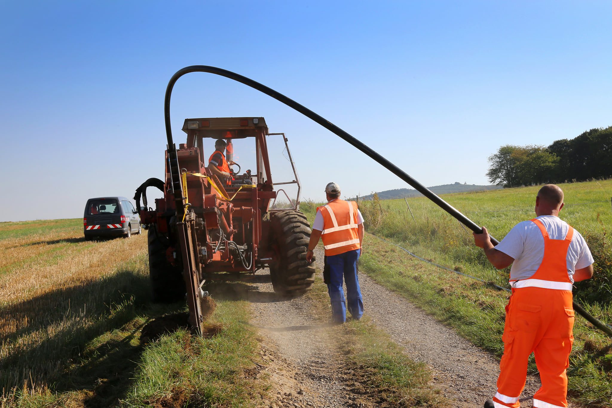 Rural Fiber Installation in a Field