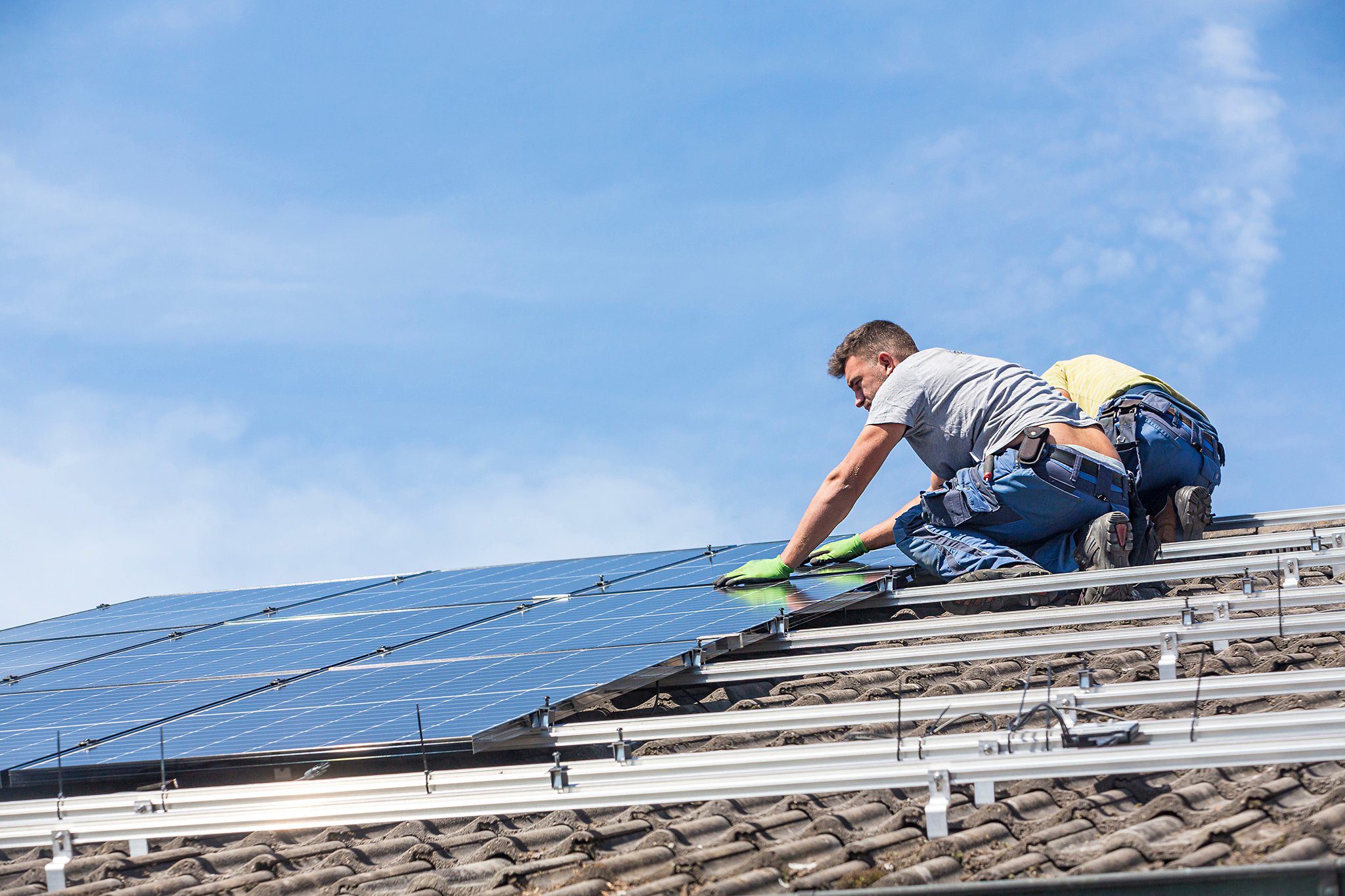 Solar Panel Installation on a Residential Roof